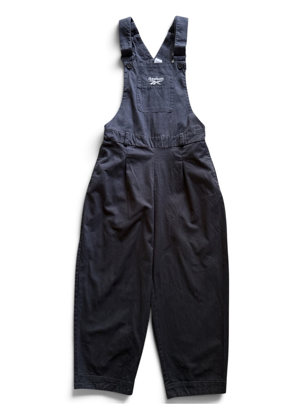 Reebok Classic Overalls Baggy Leg Jumpsuit Relaxed Y2K Sporty Casual Black XS